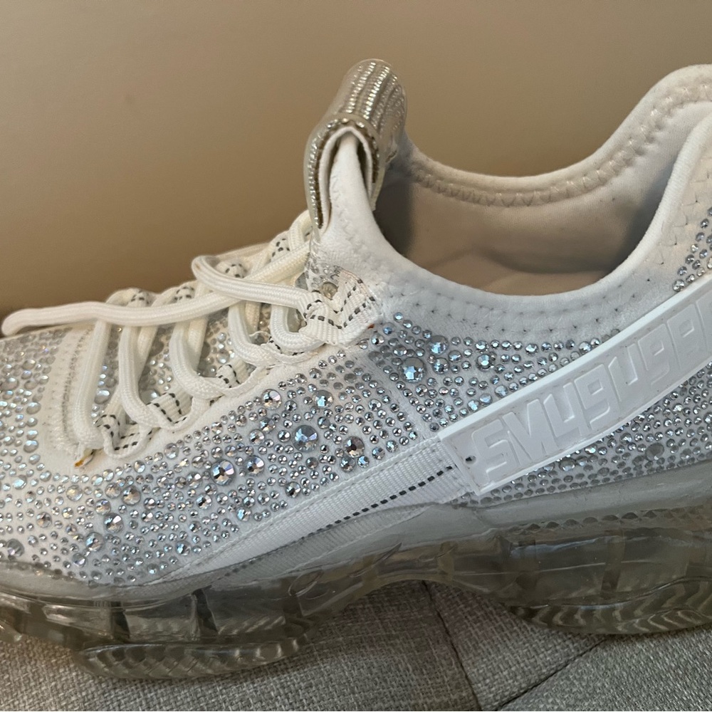Steve Madden White Rhinestone Sneakers - Picture 6 of 12